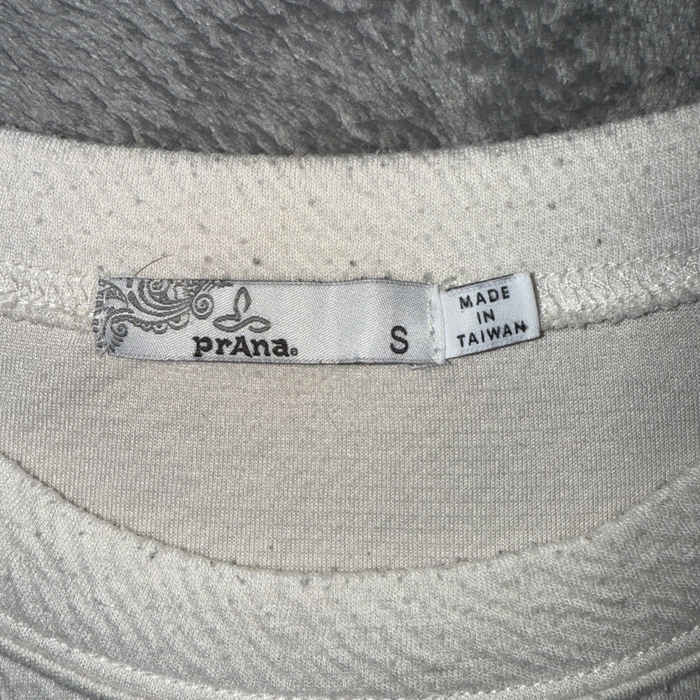 Prana Sweatshirt‎ Womens Small Cream Pullover Sunrise Crewneck Pocket Textured - Picture 3 of 11